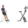 Sunny Health & Fitness Row-N-Ride Squat Assist Trainer for Glutes & Full Body Cardio Workout + Smart Folding X-Bike, Portable Compact Exercise Bike, 14-Level Magnetic Resistance