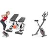 Sunny Health & Fitness Advanced Mini Home Steppers with Resistance Bands + Smart Folding X-Bike, Portable Compact Exercise Bike, 14-Level Magnetic Resistance