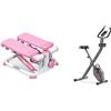 Sunny Health & Fitness Sunny Health and Fitness Exercise Stepping Machine, Portable Mini Stair Stepper for Home or Office + Smart Folding X-Bike, Portable Compact Exercise Bike, 14-Level Magnetic Resistance