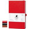 Stone Journal Chef - Taccuino rosso 13 × 21 cm, carta impermeabile, 144 pagine, a righe e metà vuote, copertina rigida in pelle vegana, conversioni da cucina, libro di ricette premium