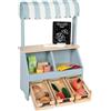 small foot Negozio compatto blu in legno con tetto in tessuto, dai 3 anni