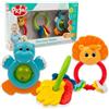 Primì - Sonagli Neonato, Set 3 Pezzi Aminali E Chiavi, Giochi Bambini Primi Mesi, Colori A Contrasto, Stimolano Coordinazione, Sensorialità, Dentizione, Bambini 3-12 Mesi