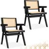 tectake® Set 2 Sedie da Pranzo con Braccioli, Stile Boho, Legno Massiccio | 60 x 56,5 x 82,5 cm, Intreccio Viennese, Schienale Largo, Verniciatura Protettiva, Gambe ad A, Max 120 kg, Nero