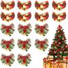 RAOLAWOBA 16 mini fiocchi di Natale con campanelle per decorazioni, fiocchi di Natale, fiocchi decorativi per albero di Natale, fiocco regalo rosso, piccolo, per imballaggio, ghirlanda, feste, accessori fai da