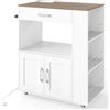 RELAX4LIFE Carrello da Cucina con Ruote, Versione con PRESA INTEGRATA 2 USB + Type-C, Isola con Cassetto e 3 Portaspezie, Capienza RECORD 105kg, Piano Lavoro 75x46cm, Armadio 2 Ante (Bianco)