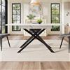 Merax Tavolo da pranzo allungabile 120-160 x 80 x 76,5 cm, tavolo telescopico per 6-8 persone, tavolo da cucina salvaspazio con gambe a croce nere, piano del tavolo in MDF con finitura effetto marmo