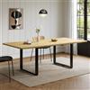 Merax Tavolo da pranzo allungabile 140/180/220 x 80 cm, tavolo da cucina allungabile 3 volte per 6-10 persone, tavolo rettangolare in MDF con gambe in metallo, colore legno naturale