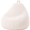 bananair Pouf Poltrona Sacco Ragazzi in Pelliccia Sintetica a Coste,105x85 cm,Bianco | Fabbricato in Francia, Fodera Lavabile, Tessuto Morbido, Facile da Trasportare, Pouf Ideale per la Camera