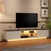Yeutre Mobile TV bianco con luci a LED, moderno mobile TV, lunghezza 160 cm, con 2 ante e 2 ripiani aperti, panca TV tavolo per soggiorno, camera da letto (bianco 4, 160 x 32 x 42 cm)