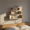 INDE MOBLEKIT | Set di 3 mensole galleggianti a forma di U arrotondata, colore legno, 50x40x30 cm, finitura opaca, mensole da parete moderne, mensole decorative da parete