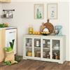 RELAX4LIFE Credenza in Legno e Vetro con 2 Ante Scorrevoli, Armadietto da Cucina con Ripiano Regolabile, Mobile Multiuso per TV da Salotto, Bianco/Nero, 106,7 x 62,5 x 33 cm (CREMA)
