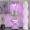GAWYOEX Vetrina in vetro con LED, 164,5 cm, a 4 piani con porta singola, con serratura a chiave, per soggiorno, ufficio, sala da pranzo e camera da letto (1 porta/bianco/con LED)