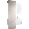 Vladon Carlton Hallway Set 2, Set per Il corridoio con 1 Pannello Appendiabiti, 1 cassettiera e 1 Specchio a Parete, Bianco Opaco/Grigio Sabbia Lucido (105 x 193 x 35 cm)