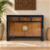 OPIUM OUTLET Armadio credenza cassettiera armadio matrimonio Asia mobili completamente assemblati stile vintage orientale asiatico cinese (Maroon-Black)