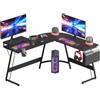 SANODESK Scrivania angolare per gaming, colore nero | Scrivania per computer a forma di L con ripiano flessibile per una configurazione ordinata
