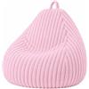 bananair Pouf Poltrona Sacco Ragazzi in Pelliccia Sintetica a Coste, 105x85 cm, Rosa | Fabbricato in Francia, Fodera Lavabile, Tessuto Morbido, Facile da Trasportare, Pouf Ideale per la Camera
