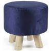 MECSAL CASALINGHI Pouf Sgabello Rotondo Tondo, Gambe in Legno, Morbido, Imbottito, Decorativo,Velluto,Tessuto,Poggiapiedi (velluto, blu)