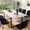 Merax Tavolo da pranzo allungabile 140/180 x 80 x 75 cm, telescopico con piano in MDF effetto marmo, struttura in metallo con gambe a tubo quadrato, portata massima di 60 kg, tavolo da cucina per sala