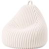 bananair Pouf Poltrona Sacco Bambini in Pelliccia a Coste, 80x70 cm, Bianco sporco | Fabbricato in Francia, Fodera Lavabile, Tessuto Morbido, Facile da Trasportare, Pouf Ideale per la Camera