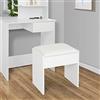 ECD Germany Sgabello da Trucco Bianco 40x43x29,5 cm Poggiapiedi Toeletta Design Elegante Alto Comfort di Seduta con Cuscino Imbottito e Rivestimento in Pelle Finta Pouf per Tavolo Cosmetico in Legno