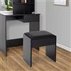 ECD Germany Sgabello da Trucco Nero 40x43x29,5 cm Poggiapiedi Toeletta Design Elegante Alto Comfort di Seduta con Cuscino Imbottito e Rivestimento in Pelle Finta Pouf per Tavolo Cosmetico in Legno