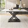 Merax Tavolo da pranzo allungabile 120-160 x 80 x 75 cm, telescopico per 6-8 persone, tavolo da cucina salvaspazio con gambe incrociate in metallo, piano in MDF effetto marmo bianco, per cucina e