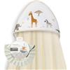 Interbaby Mantellina da bagno per neonati Interbaby + cappellino regolabile, stampa giraffa savana