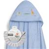 Interbaby Mantellina da bagno per neonati Interbaby + cappellino regolabile, ricamo Savanna