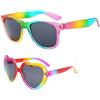 MAXMURYS Occhiali Cuore Rainbow, Set 2 Pezzi con Occhiali da Sole a Forma di Cuore e Lenti Grigie, Design Unico e Colorato, Occhiali Moda per Feste, Occasioni Speciali, Accessorio Trendy per Adulti e