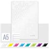 Leitz WOW Notebook A5 a righe, copertina rigida, 160 pagine, 80 fogli di carta certificata FSC (80 g/m²), rilegatura a filo, per ufficio, scuola o come diario, bianco, 46271001