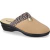 Valleverde 25230 Pantofole Casa Camera Donna Panno Beige Tacco Zeppa 4Cm Suola Gomma