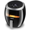 GarveeHome Friggitrice ad aria calda senza olio, 8 l, Airfryer Digital con 8 programmi e touch screen a LED, 1800 W, friggitrice ad aria calda con friggitrice antiaderente, finestra di visualizzazione
