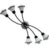 Petra Lux Faretto plafoniera a 6 luci rustico in ceramica bianca filo BLU decoro PRIMAVERA struttura nero-oro 6XE14 - 40087/20