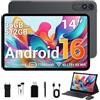 DOFACESH 2026 Tablet 14 Pollici con Android 16, 36GB RAM+512GB ROM, Octa-Core, 4G LTE/5G WiFi, 2000 * 1200, Widevine L1,11580mAh,13MP+8MP,BT 5.0/GPS/Face ID/Tablet in offerta con Tastiera(Grigio)