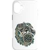 Woodland Wolf Knotwork Illustrations Custodia per iPhone 16 Plus Viking Vintage Wolf Vegvisir Nordic Woodland Nordic Norse Knotwork