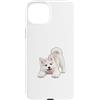 josie Works Custodia per iPhone 15 Plus Simpatico fiocco da gioco per cuccioli di husky bianco con occhi azzurri