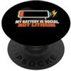 Introversi a Batteria Scarica My Battery Is Social Not Lithium Introverso Ironia Batteria PopSockets PopGrip Adesivo