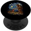 Funny Wiener Dog Doxie Boop Vincent Van Bigfoot Bassotto Boop Notte Stellata Wiener Cane Van Gogh Luna PopSockets PopGrip Adesivo