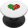 Cradox Creative Natale 2026 Agrifoglio Polkadot Cuore Rosso e Verde PopSockets PopGrip Adesivo