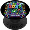 Bahaa's Tee Class of 2027 Retro Gaming Dinosaur Graduation Gamer Art PopSockets PopGrip Adesivo