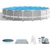 Intex Piscina fuori terra con struttura rotonda intex prisma frame con pompa filtro grigio chiaro 610x132 cm - cod. 26756np