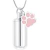 AIWENXI Animale domestico gioielli cilindri urna collane per ceneri zampe stampa cenere Anhnger gioielli ricordo Memorial cenere Collane per donne