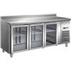 FORCAR-FREDDO G-GN3200TNG - Tavolo Banco Refrigerato Inox con Alzatina Temp. +2/+8 °C 3 Porte a Vetro