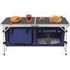 aefxNika Cucina da campeggio pieghevole, 120 x 47 x 70 cm, 35 kg, alluminio | Lega di alluminio, 35 kg, 3 altezze, doppia piastra, tenda, per campeggio, picnic e giardino