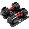 SPORTNOW Set di Manubri Regolabili 2 x 3-24 kg 10 in 1, Regolazione Rapida | Pesi Palestra, Bloccaggio Sicuro, Basi di Appoggio, Impugnatura Antiscivolo, Salvaspazio, Allenamento Fitness Casa Palestra