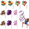 Pushiibee Nastro Ginnastica Ritmica con Bastone, 10 Pezzi Nastro Danza con Bacchetta per Donna, Multicolore Nastro Ginnastica Ritmica Nastro Danza con Bastone per Festa Danza Circo