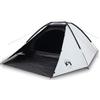 Generic Tenda Campeggio a Cupola 4 Persone Bianca Poliestere 185T PU | Tessuto oscurante bianco, telo copertura rimovibile, borsa trasporto, 2 ingressi, 310x240x130 cm, 4 kg