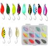 Cosswe Set di cucchiai per trote, set di 12 spinners per trote spinners per trote, set di cucchiaini per trota, luccio, sabbia