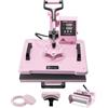 VEVOR Macchina per Termotrasferimento Dimensioni 300 x 380 mm 5 in 1 Rosa | per Magliette Tazze Cappelli e Piatti, con Pressa per Bicchieri da 30 oz, con Rotazione a 360°, Controllo Digitale Preciso