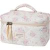 Uekeboag Grande Borsa da Viaggio Trapuntata per il Trucco da Donna, Borsa Cosmetica in Cotone Rosa Floreale, Borsa Organizer per Articoli da Toeletta Estetica